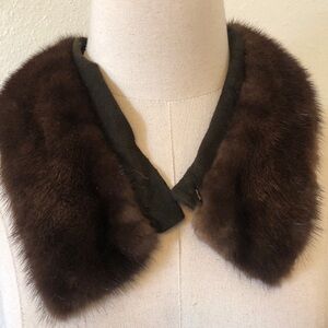Vintage Genuine Mink Fur Brown Collar Scarf